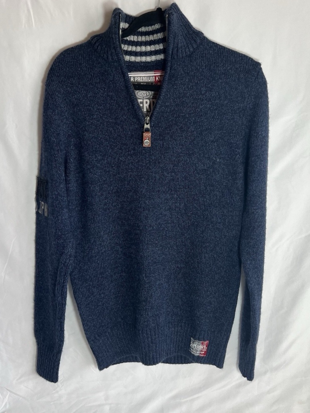 Superdry Men's Small Navy Blue Half Zip Sweater Long Sleeve